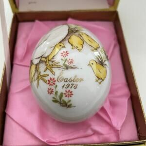 Vintage Noritake Bone China Hen & Chicks Easter Egg 1973 Japan Original Box